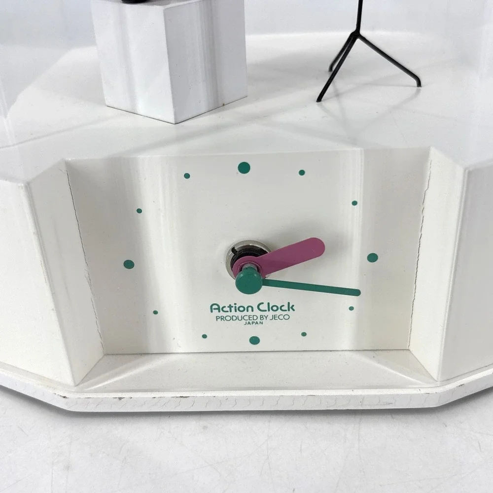 Vintage Jeco Clown Playing Violin Clock Japan Working Acrylic Case 60s 70s READ!